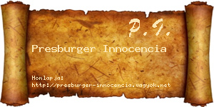 Presburger Innocencia névjegykártya